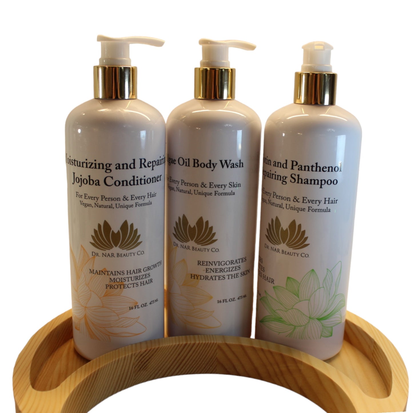 Dr. NAR Beauty Body Wash, Shampoo & Conditioner Set – Natural & Vegan Skin and Hair Care Bundle – Moisturizing, Hydrating & Nourishing – Sulfate-Free Formula, Non-Foaming Body Wash – 48 oz